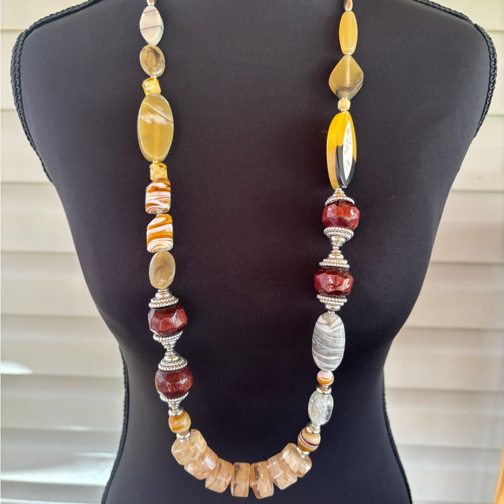 Cato Multicolor Beaded Necklace With Silver Accents 10$